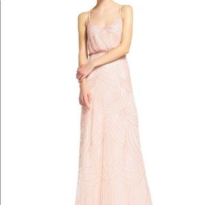 Adrianna Papell Beaded Blouson Gown- Blush